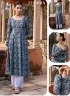 Fiorra FAR0117 Designer Blue Colour Cotton Kurti  Wholesalers In Delhi